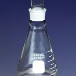 Corning PYREX Narrow Mouth Erlenmeyer Flask with PYREX Standard Taper Stopper, Graduated