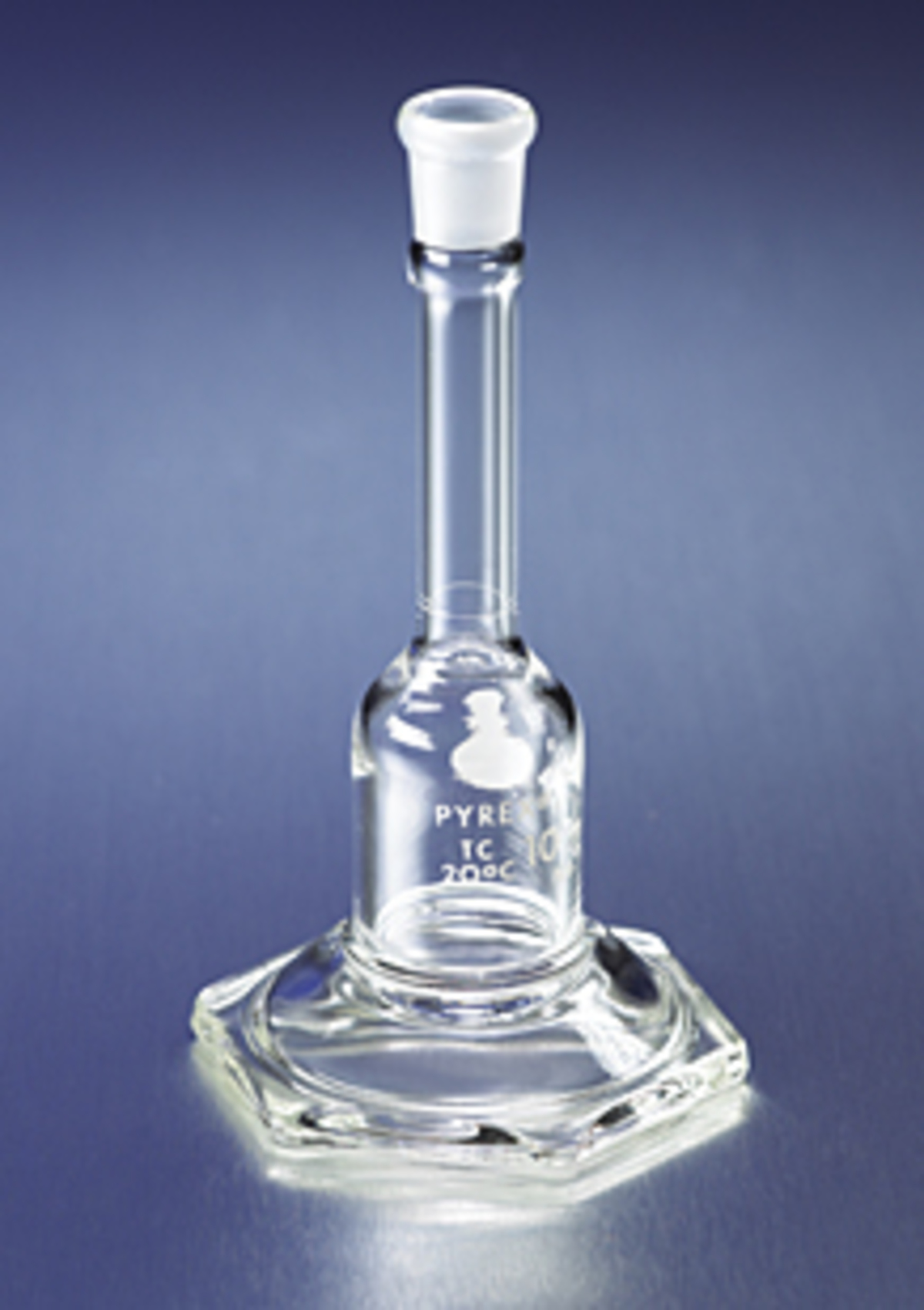 Corning PYREX Class A Micro Volumetric Flask, Hexagonal Base, PYREX Standard Taper Stopper