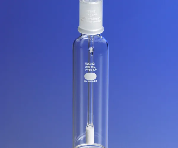 Corning PYREX Gas Washing Bottles, Tall Form, Fritted Cylinder, Standard Taper Stopper
