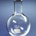 Corning PYREX Flask, Florence, Boiling, Flat Bottom, Long Neck, Tooled Mouth