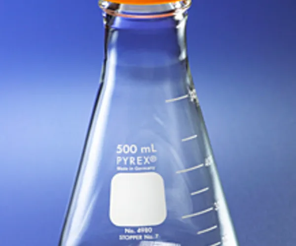 Corning PYREX Wide Mouth Erlenmeyer Flask, with GL45 Screw Cap, Graduated