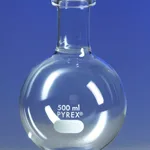 Corning PYREX Short Ring Neck Boiling Flask, Round Bottom