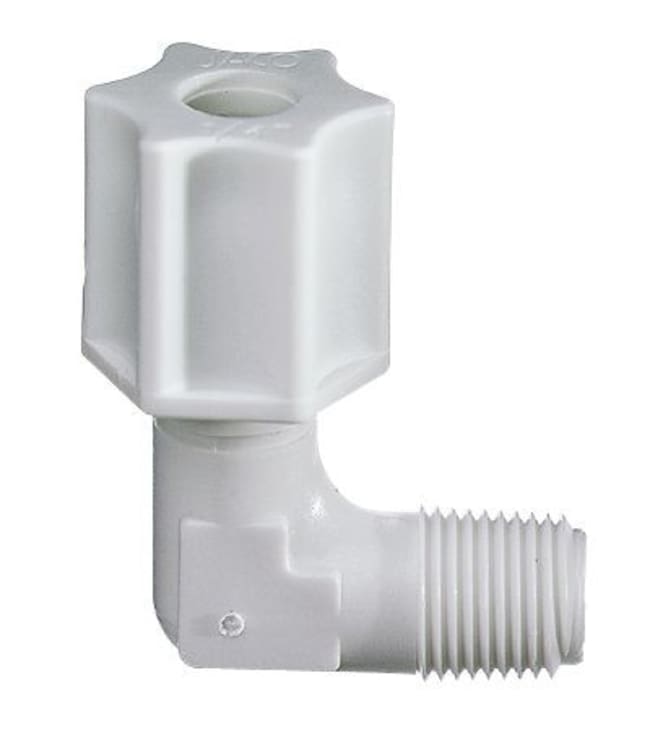 Thermo Fisher Scientific Polypropylene Compression Male Pipe Adapter Elbow, 1/4 x 1/4 in.
