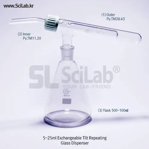 Quickfit 5~25ml Exchangeable Tilt Repeating Glass Dispensers