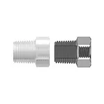 Reducer with 1/8-27 NPT Male Thread and 7/16` Hex to 1/4-28 UNF Female Thread