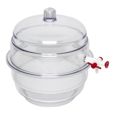 Merck SP Bel-Art(R) "Space Saver" Polycarbonate Vacuum Desiccator with Clear Polycarbonate Bottom