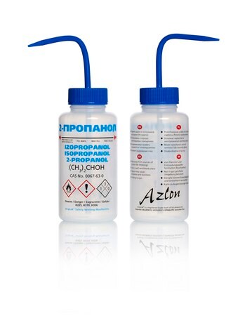 Merck AzlonÂ Multi-Lingual Safety Wash Bottles With Driplok Vapor Venting