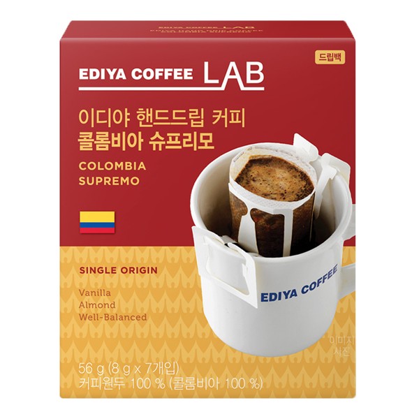 OFFICENEX 이디야 핸드드립 커피(콜롬비아슈프리모/8g*7T)
