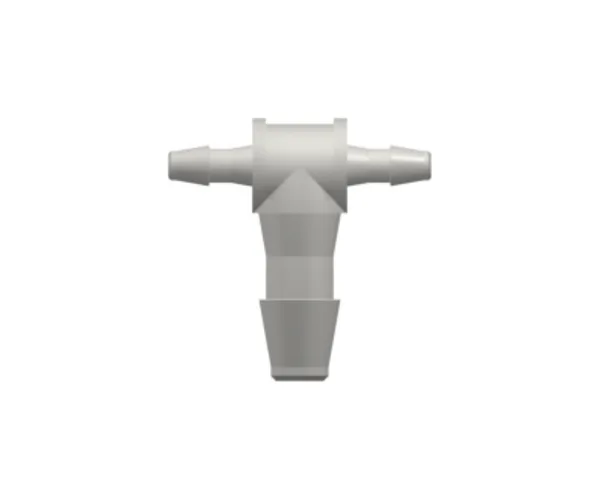 Tee Reduction Tube Fitting with 200 Series Barbs, 1/16` (1.6 mm) and 1/8` (3.2 mm) ID Tubing
