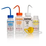 Merck Azlon Multi-Lingual Safety Wash Bottles With Driplok Vapor Venting