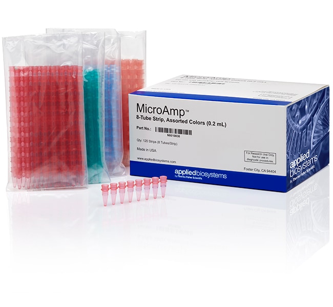 Thermo Fisher Scientific MicroAmp 8-Tube Strip, 0.2 mL, assorted colors
