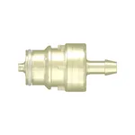 Spaulding Series Aseptic Disconnect Male Valved Connector, 600 Series Barb, 1/4" (6.4 mm) ID Tubing, Animal-Free PolySulfone