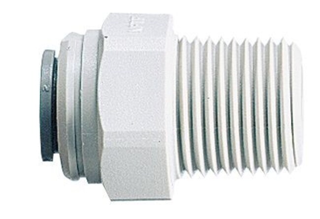 Thermo Fisher Scientific John Guest Threaded Adapters, 3/8 in.  OD to 3/8 in.  NPT(M), Acetal