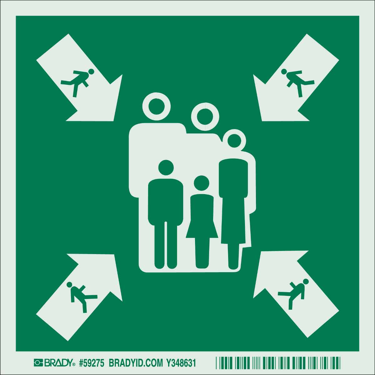 Brady BradyGlo Assembly Point With People And Arrows Sign