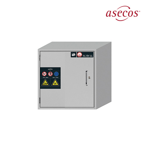 Asecos SL.196.060.MH / EN인증 산/알칼리 부식성 물질 안전 보관 캐비닛, 양문슬림형(회색/드로우 선반6개/597x603x1965mm/136kg)[1EA]