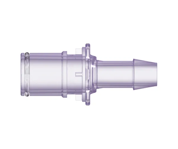 RQX Series Male Open Flow Connector, 600 Series Barb, 3/8` (9.5 mm) ID Tubing, Silicone O-Ring