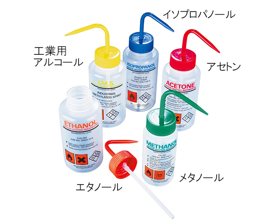 AS ONE Chemical Labeled Wide-Mouth Washing Bottle, 약품식별 광구 세척병
