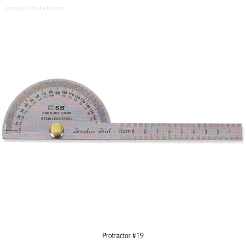 Daihan Science Protractor #19, Stainless-steel, Φ90×1.2t(mm), 198×14×1.2mmIdeal for Measure Len
