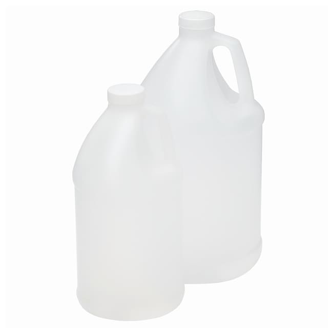 Thermo Fisher Scientific Natural HDPE Handled Round Jugs with White Polypropylene PE Foam Lined Cap