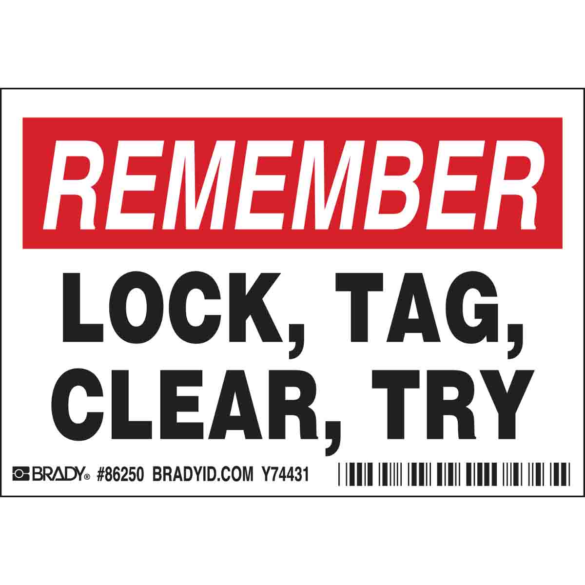 Brady REMEMBER LOCK, TAG, CLEAR, TRY Labels | 캐시바이