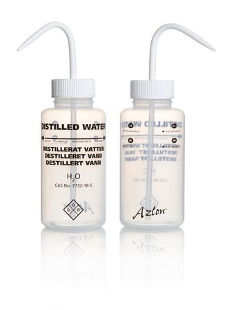 Merck Azlon Multi-Lingual Safety Wash Bottles With Driplok Vapor Venting