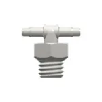 10-32 UNF Thread Tee with 1/4` Hex to 400 Series Barb, 1/16` (1.6 mm) ID Tubing