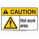 Thermo Fisher Scientific Polyester Sign: HOT WORK AREA., 10 x 14 in.