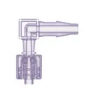 Male Luer Elbow to 3/16" Classic Series Barb, Gamma Stable Polycarbonate with Gamma Stable Polycarbonate Rotating Lock Ring
