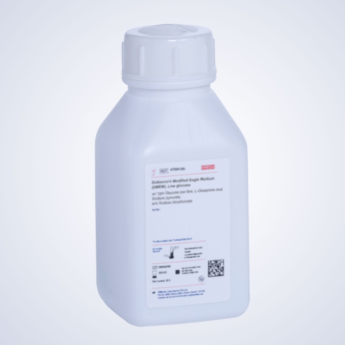 Himedia Dulbecco`s Modified Eagle Medium (DMEM), Low glucose w/ 1gm Glucose per litre, L-Glutamine and Sodium pyruvate w/o Calcium chloride and Sodium bicarbonate