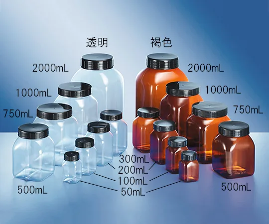 AS ONE Wide-Mouth Square Bottle PVC, PVC 광구 각형병