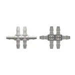 Six-port Thru Flow Double T Style Manifold with 200 Series Barbs for 1/8` (3.2 mm) ID Tubing