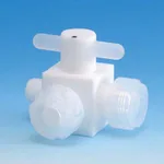 AS ONE PTFE Male Three-Way Valve (Press-fit type), PTFE 수 삼방향 밸브 (압입형)
