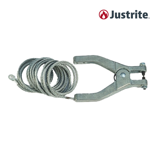 Justrite 08496 / 정전기 방지 와이어 접지용 0.25mm O형 단자+손잡이형 클램프 플렉시블 접지선 (은색)/3,048mm/0.5kg[1EA]