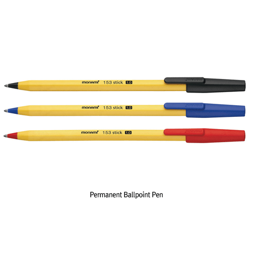 Daihan Science Permanent Ballpoint Pen, 1.0mm Tip<br>With Hanging Hook, Black·Blue·Red, 스틱형 유성볼