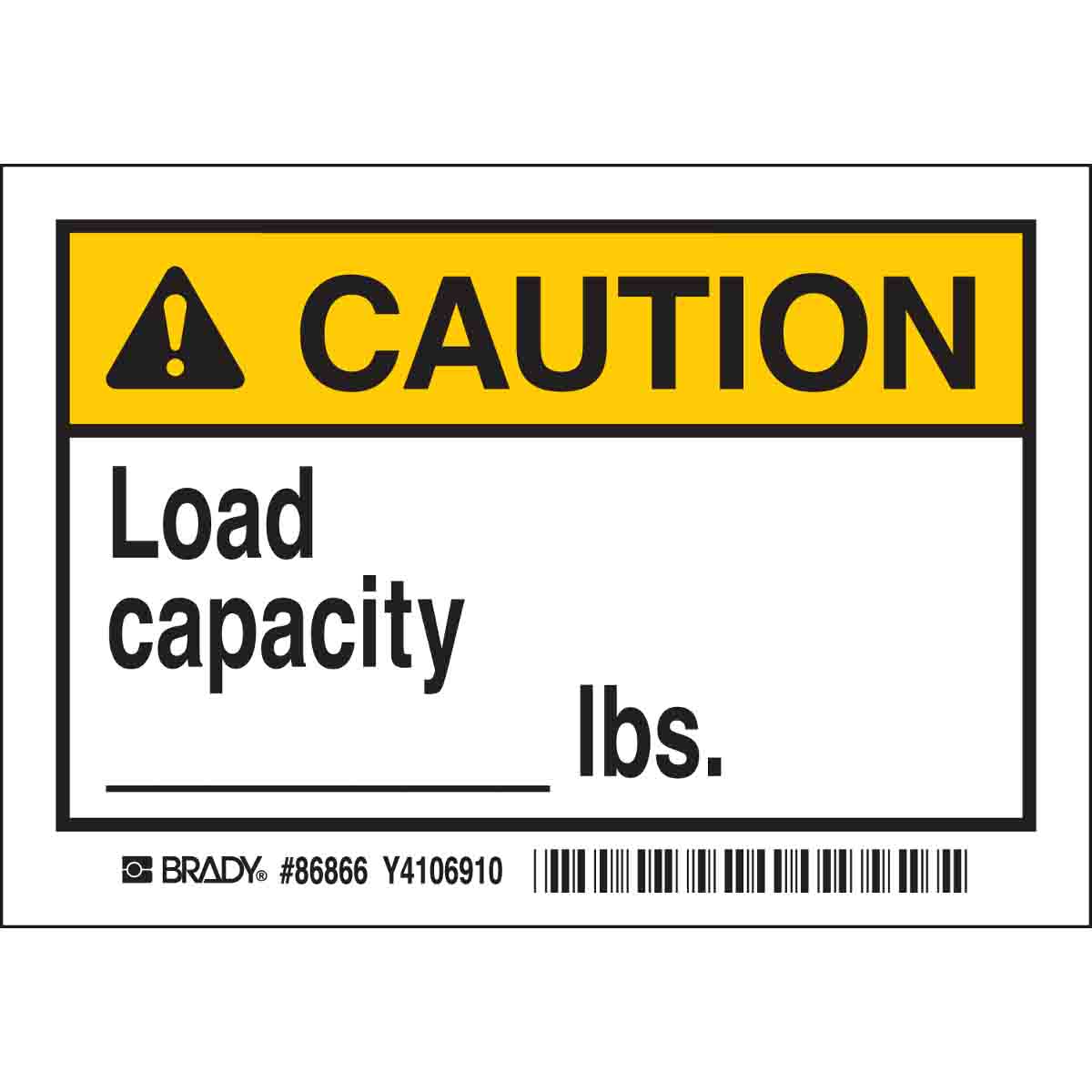 Brady CAUTION LOAD CAPACITY LBS. Labels | 캐시바이