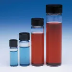 Thermo Fisher Scientific Class A Clear Glass Threaded Vials with Caps, PTFE-faced White 14B Rubber Liner
