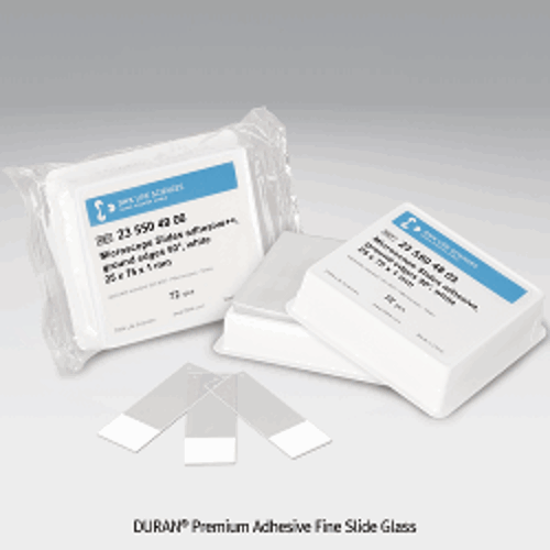 Daihan Science DURAN Premium Adhesive Fine Slide Glass, White90° Ground-edge, [ Germany-made ]