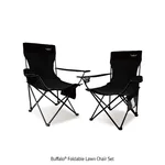 Daihan Science Buffalo Foldable Lawn Chair Set, Pair, Steel Frame, Easy and Quick Installation