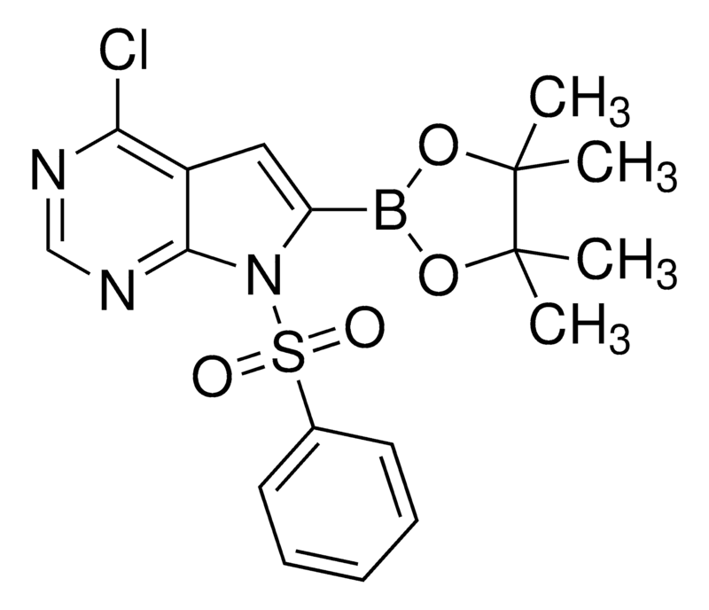 Merck 4-Chloro-7-(phenylsulfonyl)-6-(4,4,5,5-tetramethyl-1,3,2-dioxaborolan-2-yl)-7H-pyrrolo[2,3-d]pyrimidine