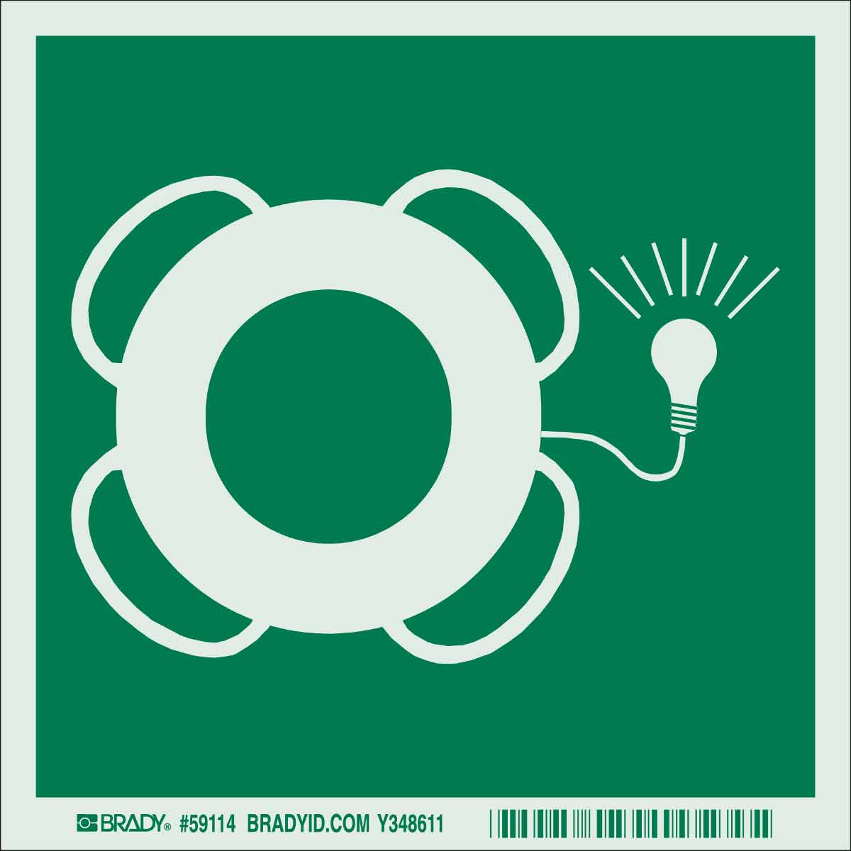 Brady BradyGlo Lifebuoy And Light Bulb Sign