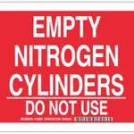 Thermo Fisher Scientific Aluminum Warning Sign: EMPTY NITROGEN CYLINDERS DO NOT USE, White on red; Non-adhesive; Corner holes