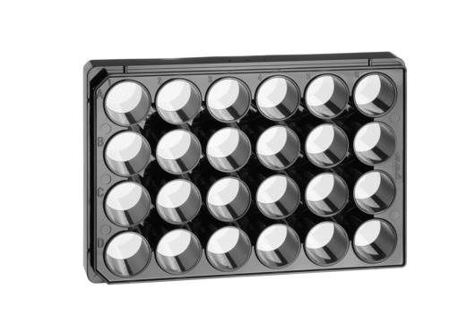 Greiner Bio One SENSOPLATE, 24 WELL, PS, F-BOTTOM, GLASS BOTTOM,BLACK, LID, STERIL, SINGLE PACKED