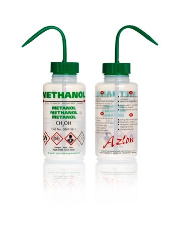 Merck AzlonÂ Multi-Lingual Safety Wash Bottles With Driplok Vapor Venting