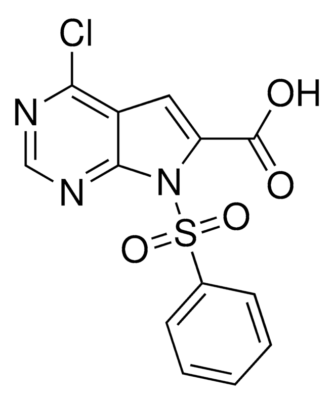 Merck 4-Chloro-7-(phenylsulfonyl)-7H-pyrrolo[2,3-d]pyrimidine-6-carboxylic acid