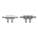 Four-port Thru Flow Double Elbow Style Manifold with 200 Series Barbs, 3/32` (2.4 mm) ID Tubing