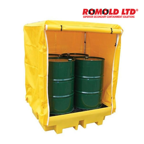 Romold BP8C / 드럼통 보관 유출방지 옥외 저장소 천막형 4드럼통 보관가능[1EA]