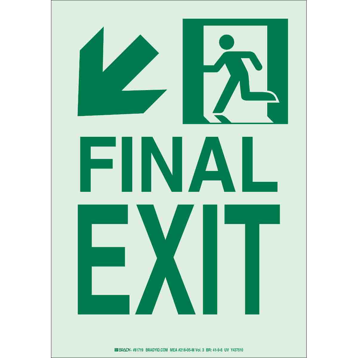 Brady BradyGlo Final Exit Sign | 캐시바이