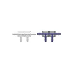 Four-port Thru Flow Double Elbow Style Manifold with 200 Series Barbs for 1/16` (1.6 mm) ID Tubing