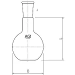 AS ONE Flat-Bottom Flask 50mL, 평저 플라스크 50mL