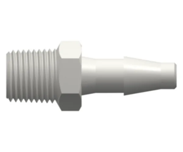 1/8-27 NPT Thread with 7/16` Hex to Classic Series Barb, 3/16` (4.8 mm) ID Tubing